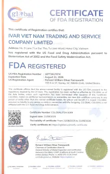 Affiliate 25 Chứng nhận đăng ký FDA Hoa Kỳ